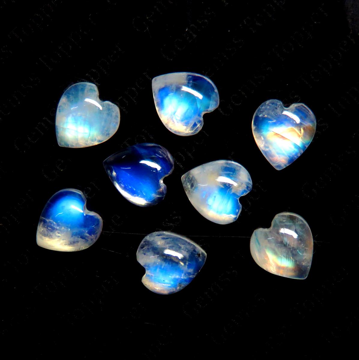 Rainbow Moonstone 10x10 mm Heart Shape Cabochon